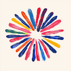 Colorful Starburst Doodle with Brush and Marker for Kids' Art Fun