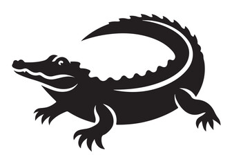 crocodile silhouette vector illustration design crocodile logo silhouette vector, alligator silhouette reptile wildlife animal, crocodile animals logo silhouettes vector on white background