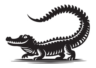crocodile silhouette vector illustration design crocodile logo silhouette vector, alligator silhouette reptile wildlife animal, crocodile animals logo silhouettes vector on white background