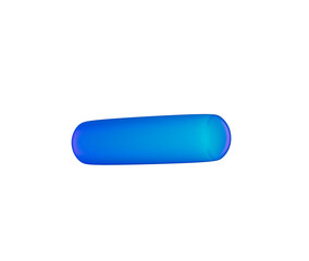 3D Glossy blue minus symbol with a modern, sleek and minimalistic design. 3d illustration