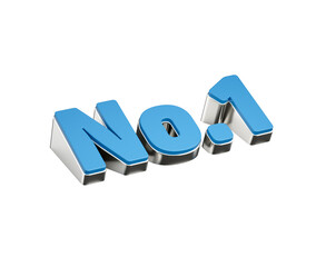 Number One No.1 Text Crafted In Silver And Blue Design With Radiant Metallic Finish, 3D Illustration