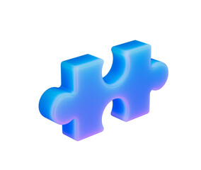 Fototapeta premium A glowing blue puzzle piece with smooth edges and a futuristic design. 3D illustration