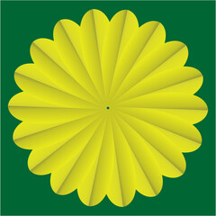 A radiant yellow floral pattern blooms in perfect symmetry against a deep green canvas, echoing the energy and brilliance of sunlight.
