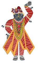 Shrinathji Idol Hindu Deity Pichwai Art Vector