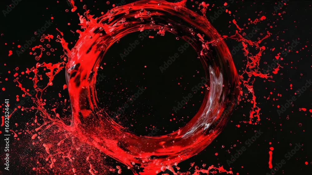 Aufkleber abstract red splash with white circle floating in the center.
