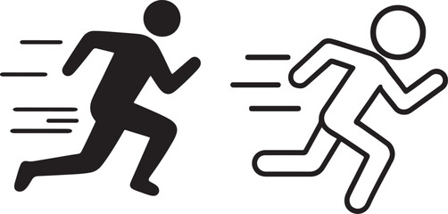 Running Silhouette Icon Vector &ndash; Fast Motion Outline Clipart