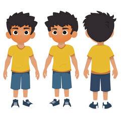 Young Indian Boy Character Poses Vector Set