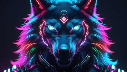 cyber wolf background wallpaper
