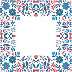 Obraz premium Decorative Floral Border with Red and Blue Flowers