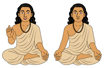 Young Indian Sage or Rishi in Meditation Pose