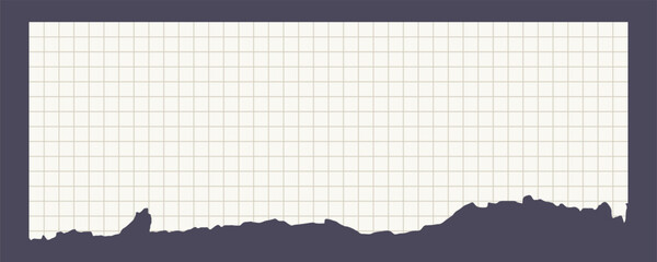 Horizontal ripped paper with square grid. Minimalistic torn paper template for memo.