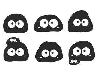 set of funny monsters. black slime. set of cartoon.
