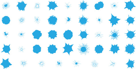 Splash and Starburst Vector Set &ndash; Ink, Paint, Splatter, Burst, Explosion, Blue, Creative, Graphic, Liquid, Texture, Abstract, Element, Water, Comic, Pop Art