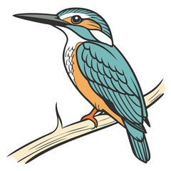 Fototapeta premium Stylized Kingfisher Vector Illustration – Vibrant Isolated Bird Design