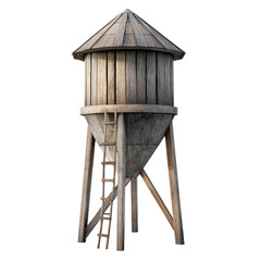 Wooden water tower, weathered, rustic