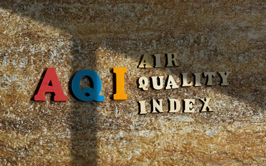 Educational Air Quality Index Concept with Colorful Letters on Textured Background