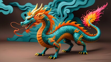 Vibrant Chinese Dragon Art | Mythical Creature Illustration with Ornate Details