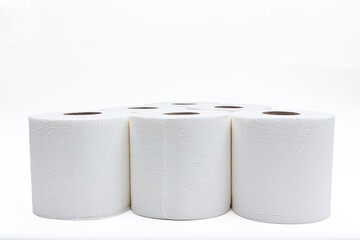 Isolated toilet paper rolls on white background. Version 3.