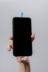 Smartphone with Needle Emitting Liquid Droplets Artistically