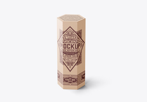 Hexagonal Kraft Box Mockup