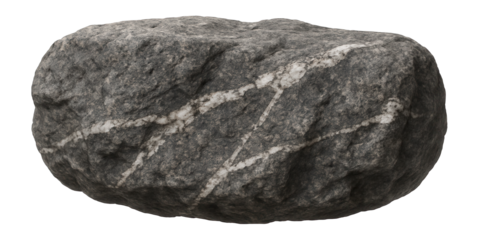 Glacial erratic rock with a rough, pitted surface and contrasting mineral veins