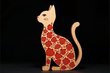 a cat made of wood