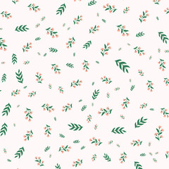 Seamless peach Flower and Leaf Pattern, abstract background.
