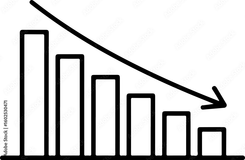 Poster simple line graph showing a downward trend with an arrow indicating a decline