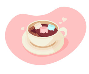 Hot Cocoa Drink Vector Illustration – Cozy Winter Beverage with Marshmallows