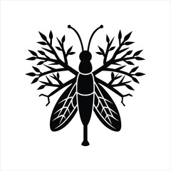 Silhouette Locust Tree Graphic Clipart