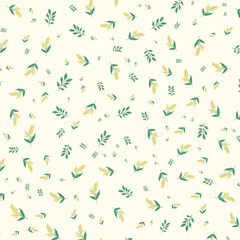 Seamless yellow Flower and Leaf Pattern, abstract background.