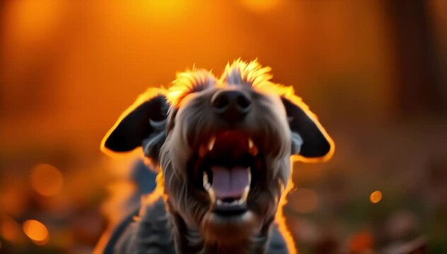 Kerry blue terrier laughing with excited growls
