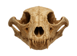 Fossilized Chiniquodon cranium showing prominent zygomatic arches