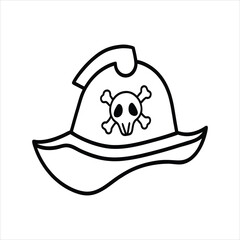 Vintage Pirate Hat with Bones Line Drawing