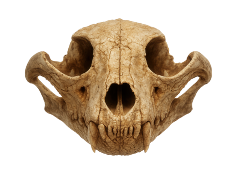 Fossilized Chiniquodon cranium showing prominent zygomatic arches