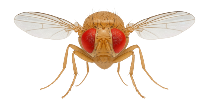 Fruit fly with red eyes displaying dominant eye color trait