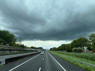 storm clouds over the road
