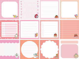 Cute sticky planners with variation of pattern and pastel color.