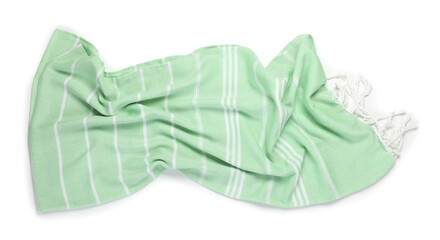 One beach towel isolated on white, top view