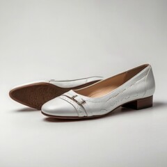 Naklejka premium Photo of an elegant white leather pump with a buckle
