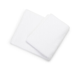 One folded terry towel isolated on white, top view