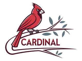Fototapeta premium A vibrant cardinal perched on a branch, perfect for logo design.