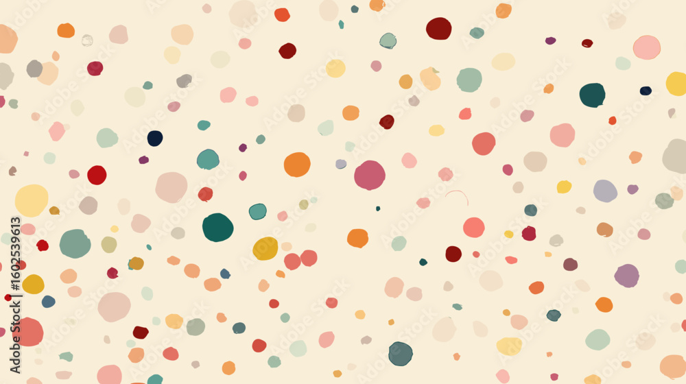 Poster colorful abstract dots pattern on a soft beige background