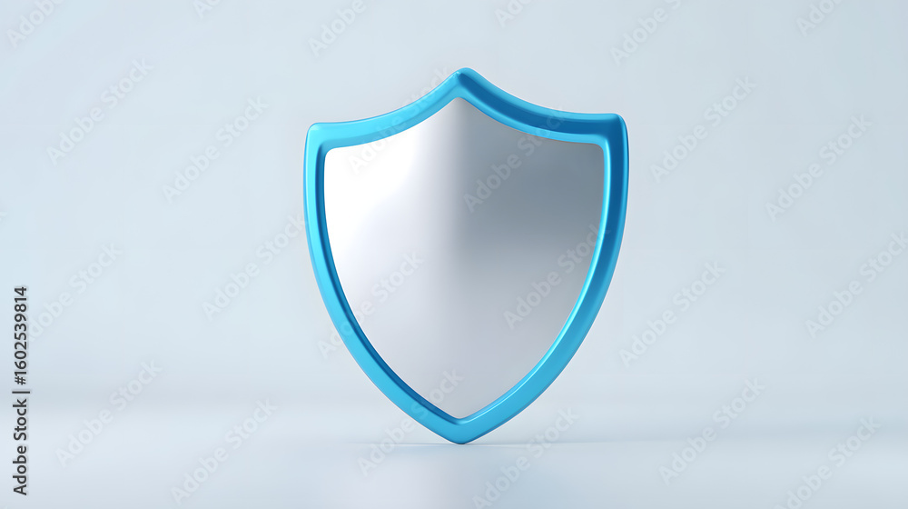 Poster cyber security safety shield in minimalistic style. 3d vector illustration. white background