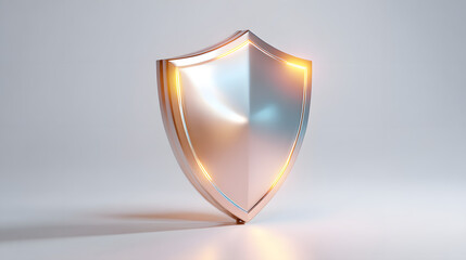 Cyber security safety shield in minimalistic style. 3d vector illustration. white background