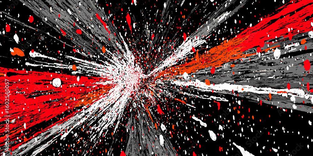Poster abstract vector background with dynamic splashes in red and white