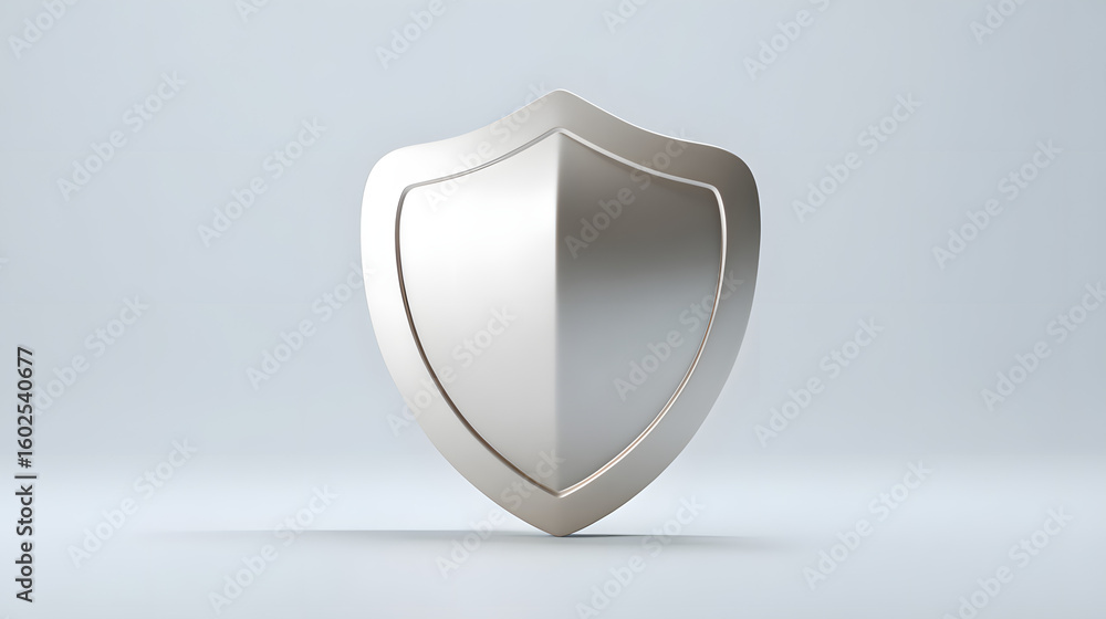Poster cyber security safety shield in minimalistic style. 3d vector illustration. white background