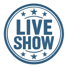 Vintage Blue Live Show Badge with Stars and Distressed Texture