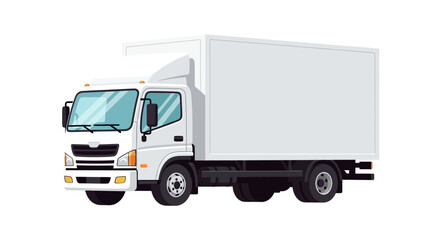 Fototapeta premium Isolated white delivery box truck illustration symbolizing logistics and transportation delivering efficiency and service driving solutions for