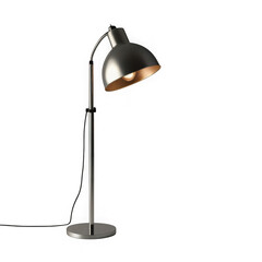 Photo of a silver adjustable floor lamp with a modern design isolated on transparent background